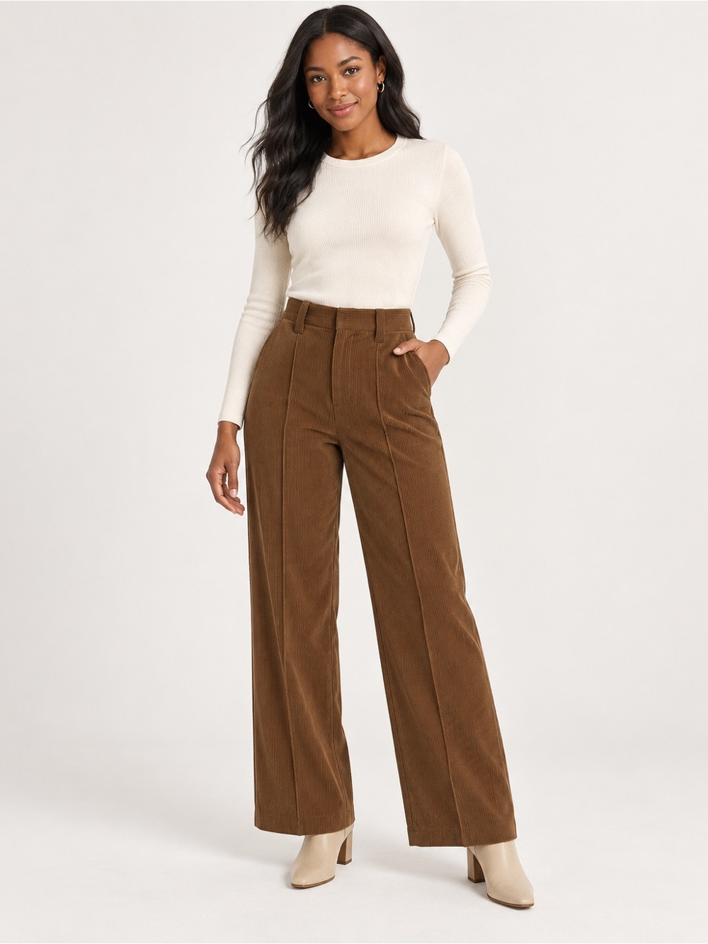 Title: ANEWSTA Brown Corduroy Wide Leg Pants Size Small US 4